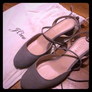 Ankle-wrap slingback heels in antique dove